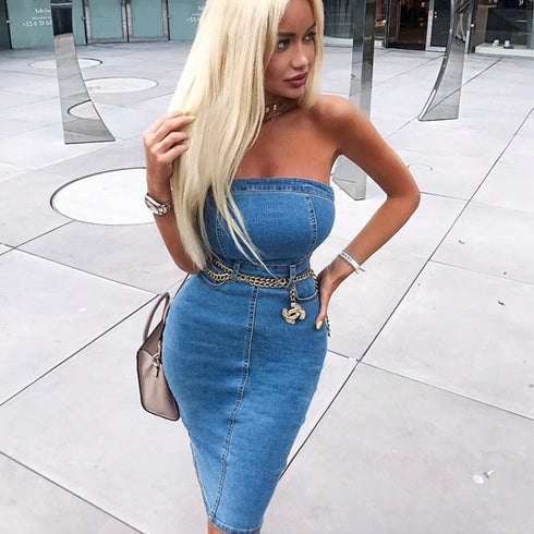 Tube top denim skirt - ROUTINE FASHION